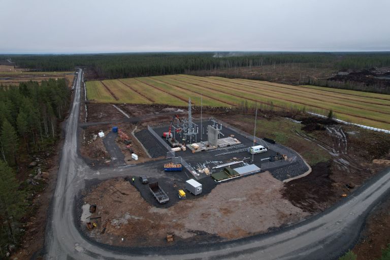 Lestijärven tuulipuiston sähköaseman rakennustöitä vuonna 2022.